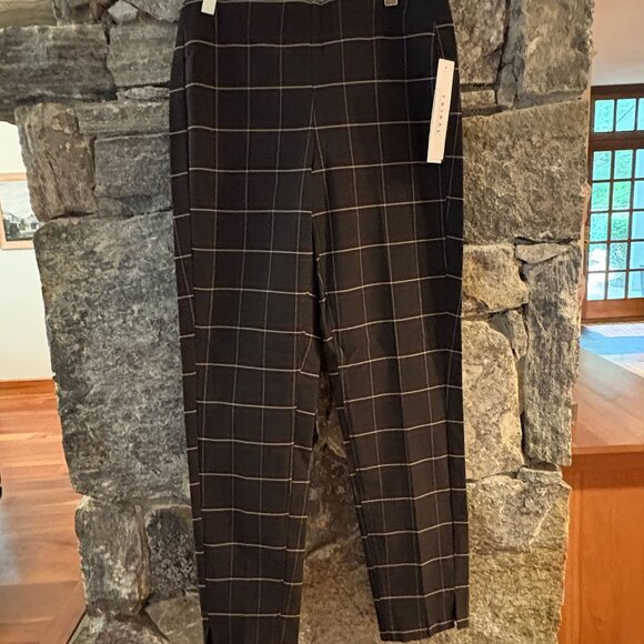 TRIBAL FIA PRINTED TROUSER BLACK WINDOW PANE PLAID; SZ 8; NWT - Picture 1 of 7